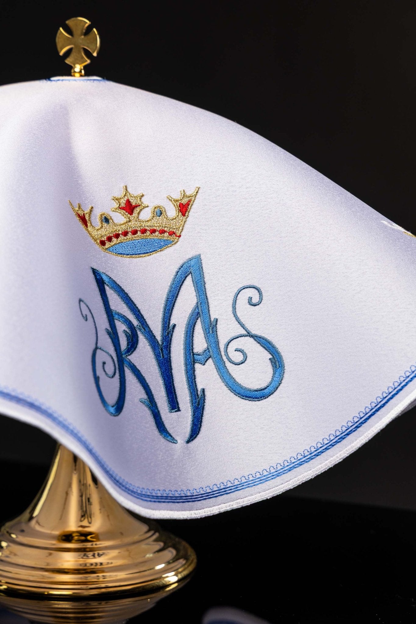 Round veil for a can with a Marian motif KWE/003/O/04 53cm BIAŁY - CHASUBLES.COM