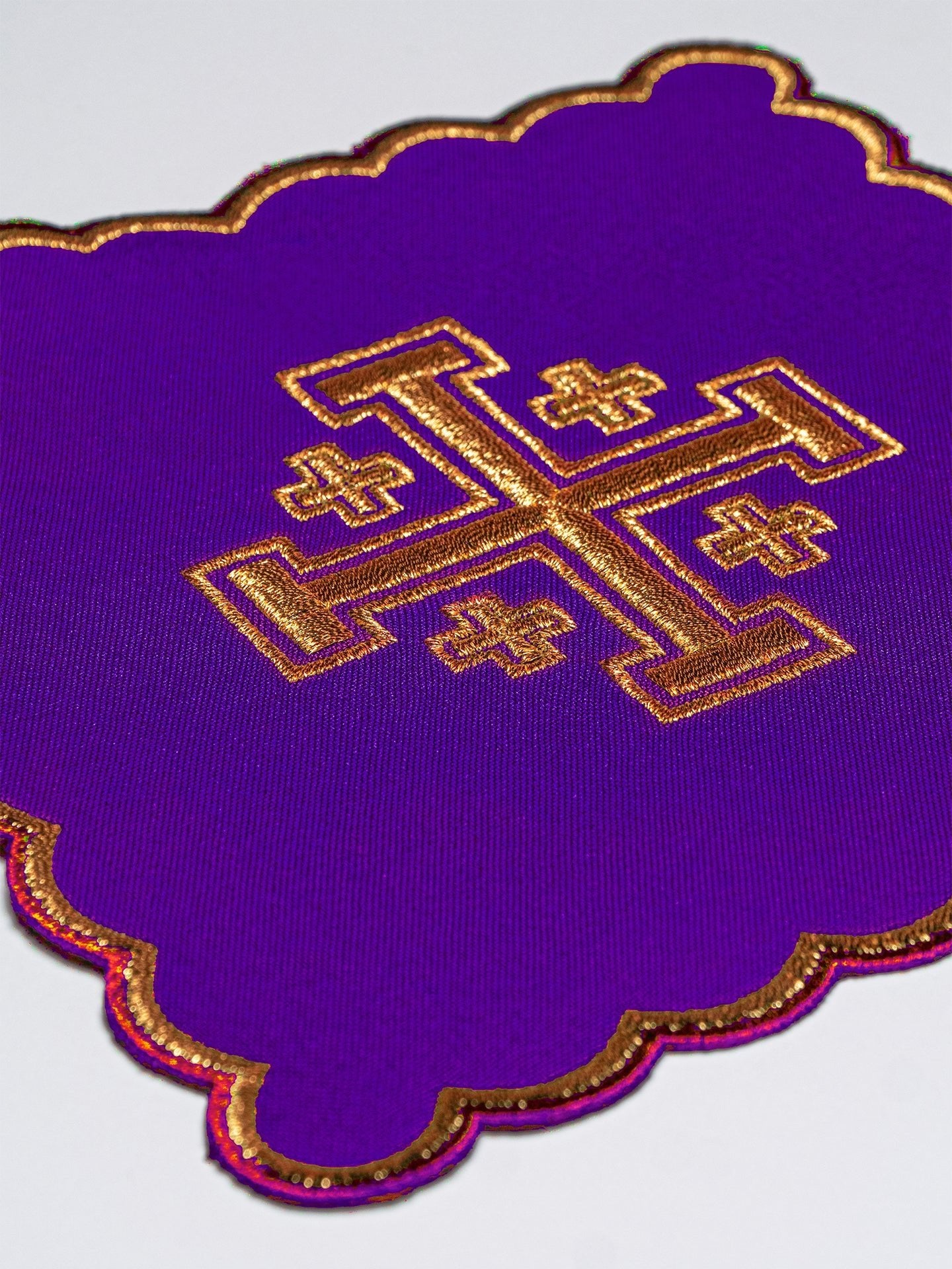 Set of palls with embroidered Jerusalem cross in four liturgical colors KPA4/030 18*18 - CHASUBLES.COM