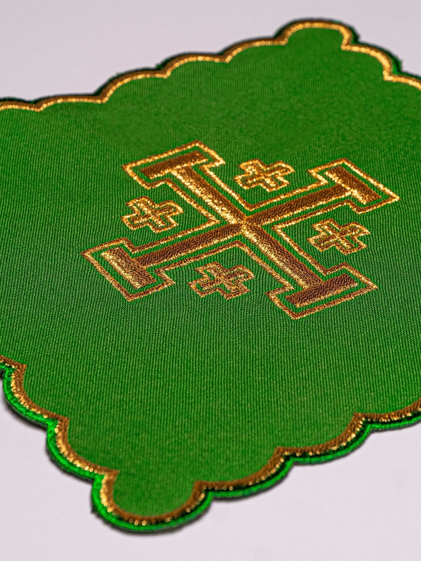 Set of palls with embroidered Jerusalem cross in four liturgical colors KPA4/030 18*18 - CHASUBLES.COM
