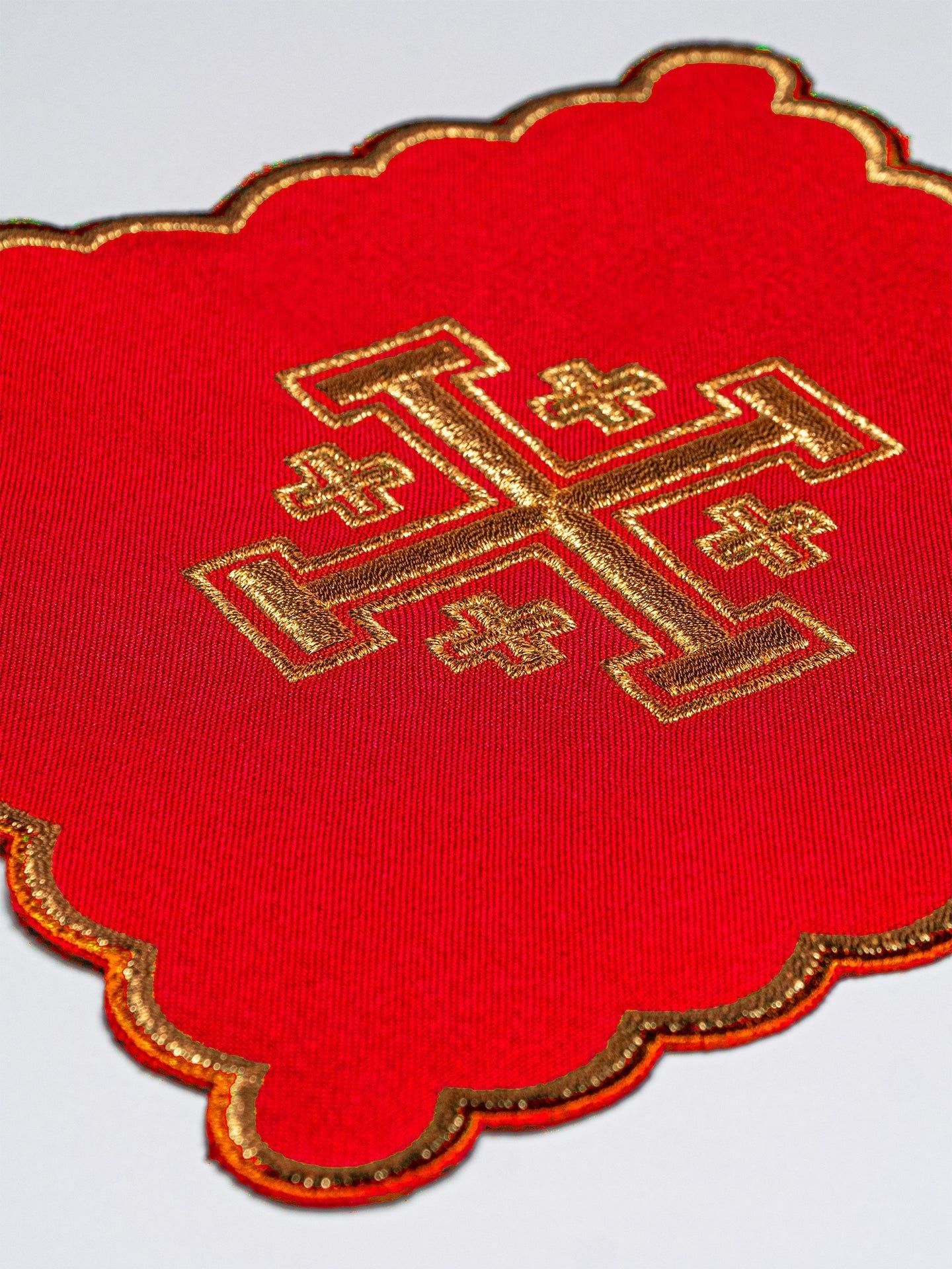 Set of palls with embroidered Jerusalem cross in four liturgical colors KPA4/030 18*18 - CHASUBLES.COM