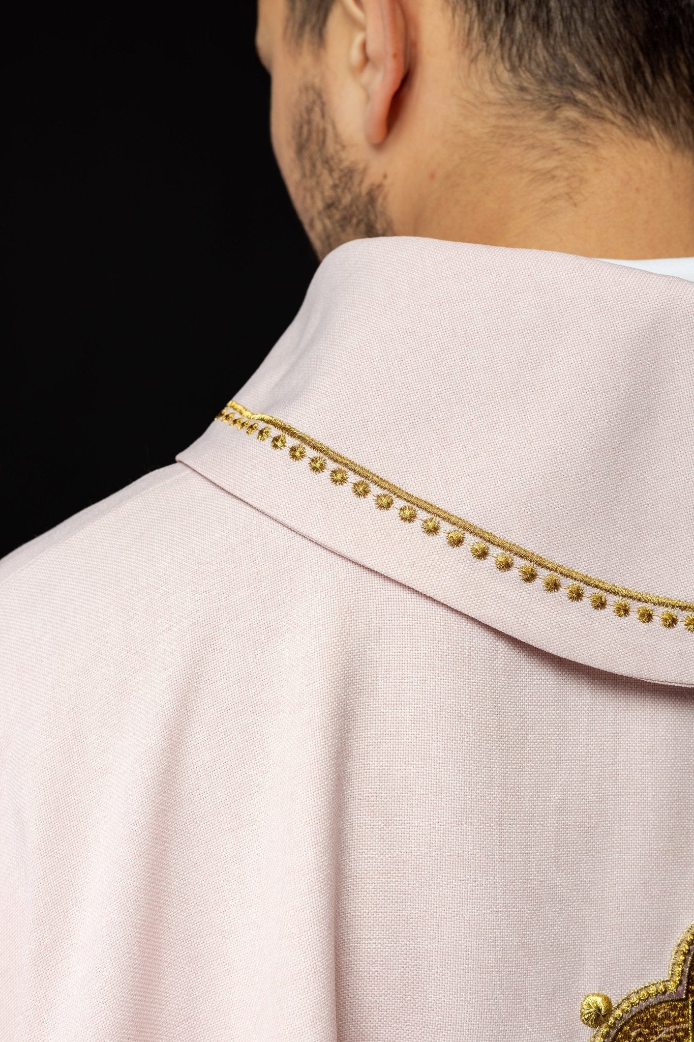 Simple pink chasuble with small PAX motif embroidery S - 7065 - 08 - 70 - HAFTINAUSA.COM