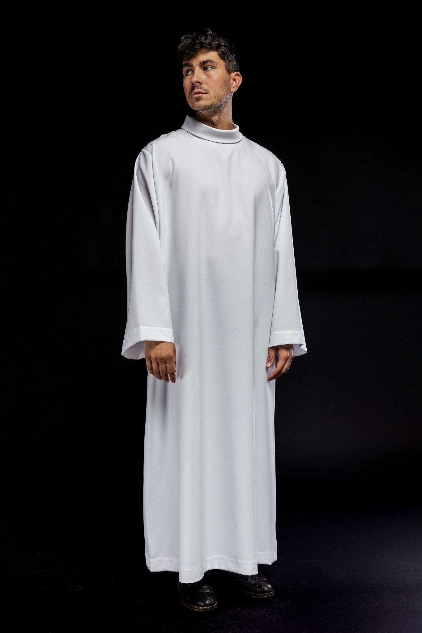 Simple plain alb white colored KAB/021/04/12 135cm/164cm - HAFTINAUSA.COM