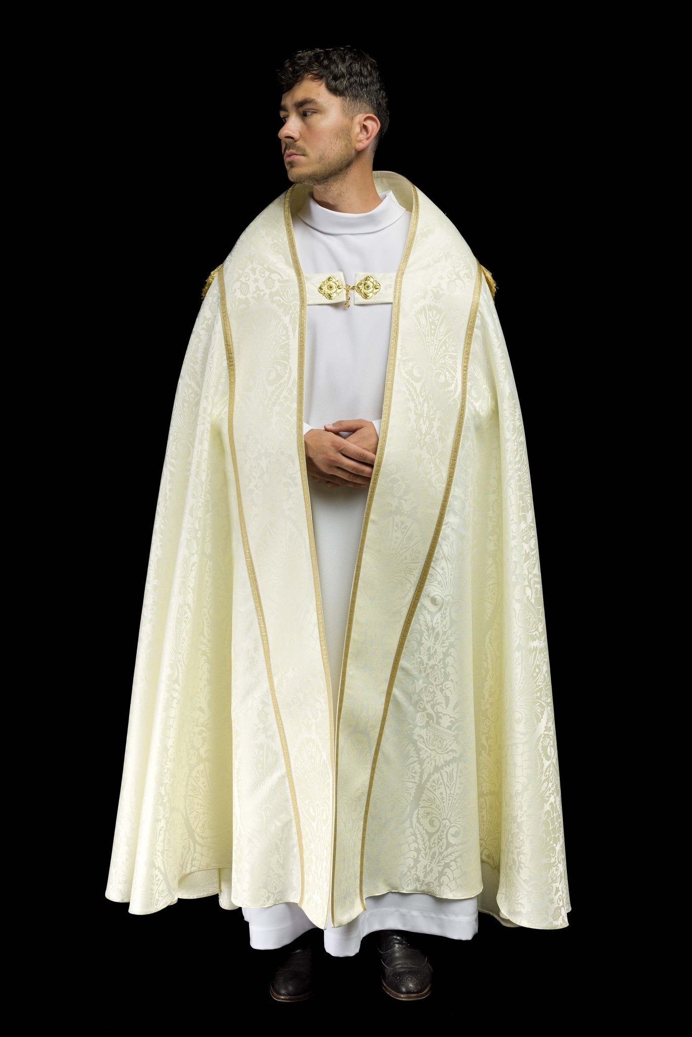 Smooth Ecru Jacquard Roman Cope KKP/159/05/83 145cm - CHASUBLES.COM