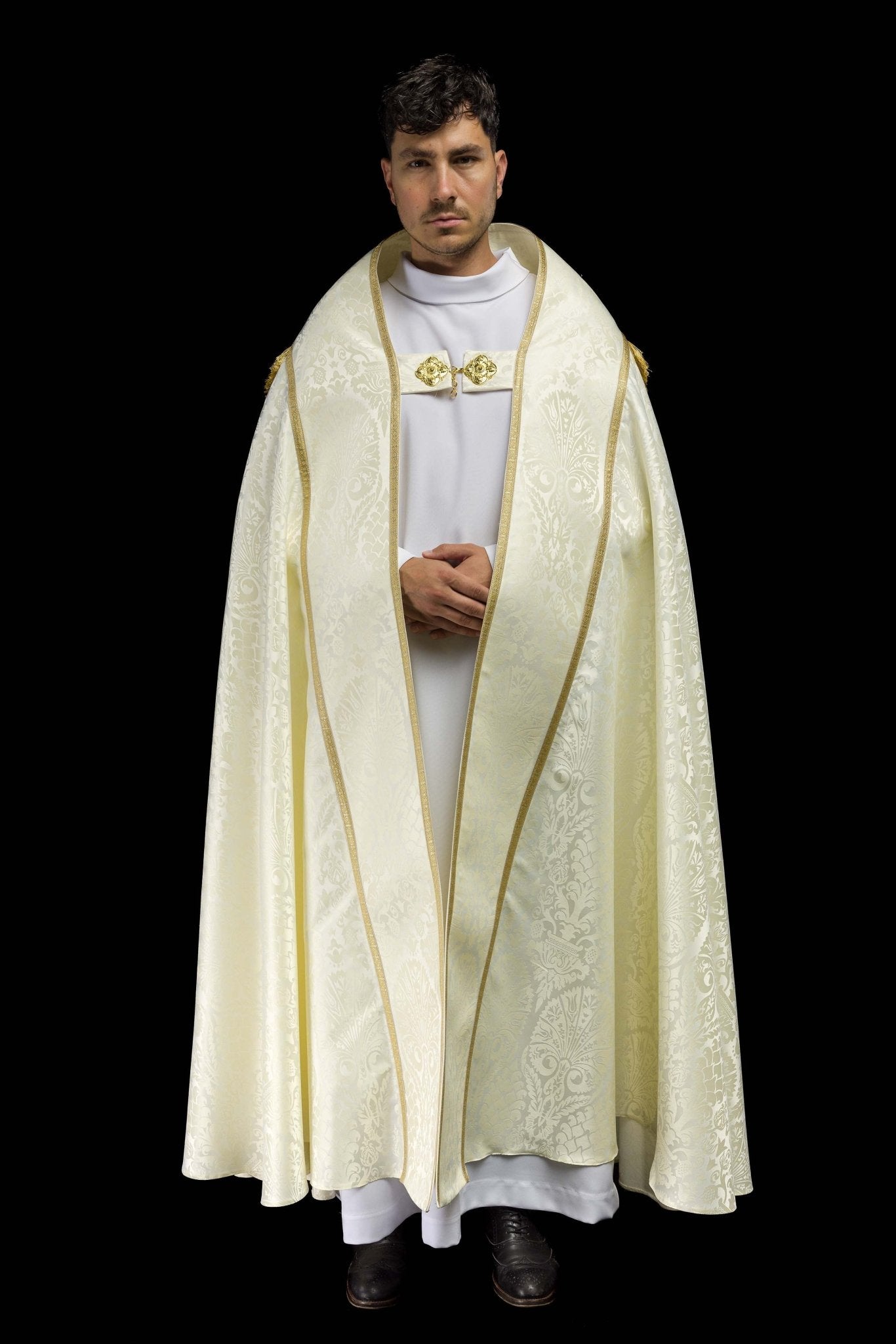 Smooth Ecru Jacquard Roman Cope KKP/159/05/83 145cm - CHASUBLES.COM