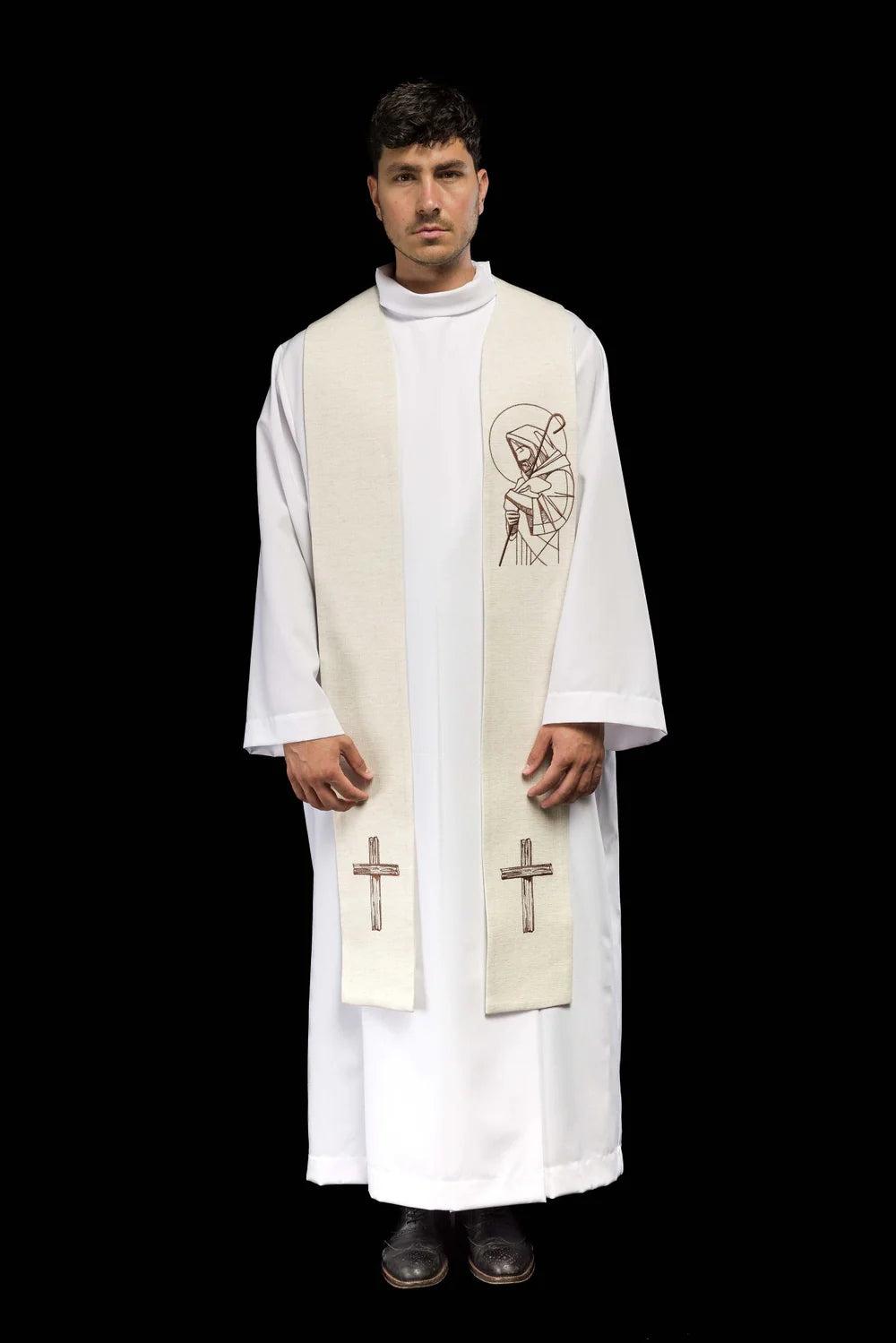 Embroidered stole “Jesus the Good Shepherd” ecru