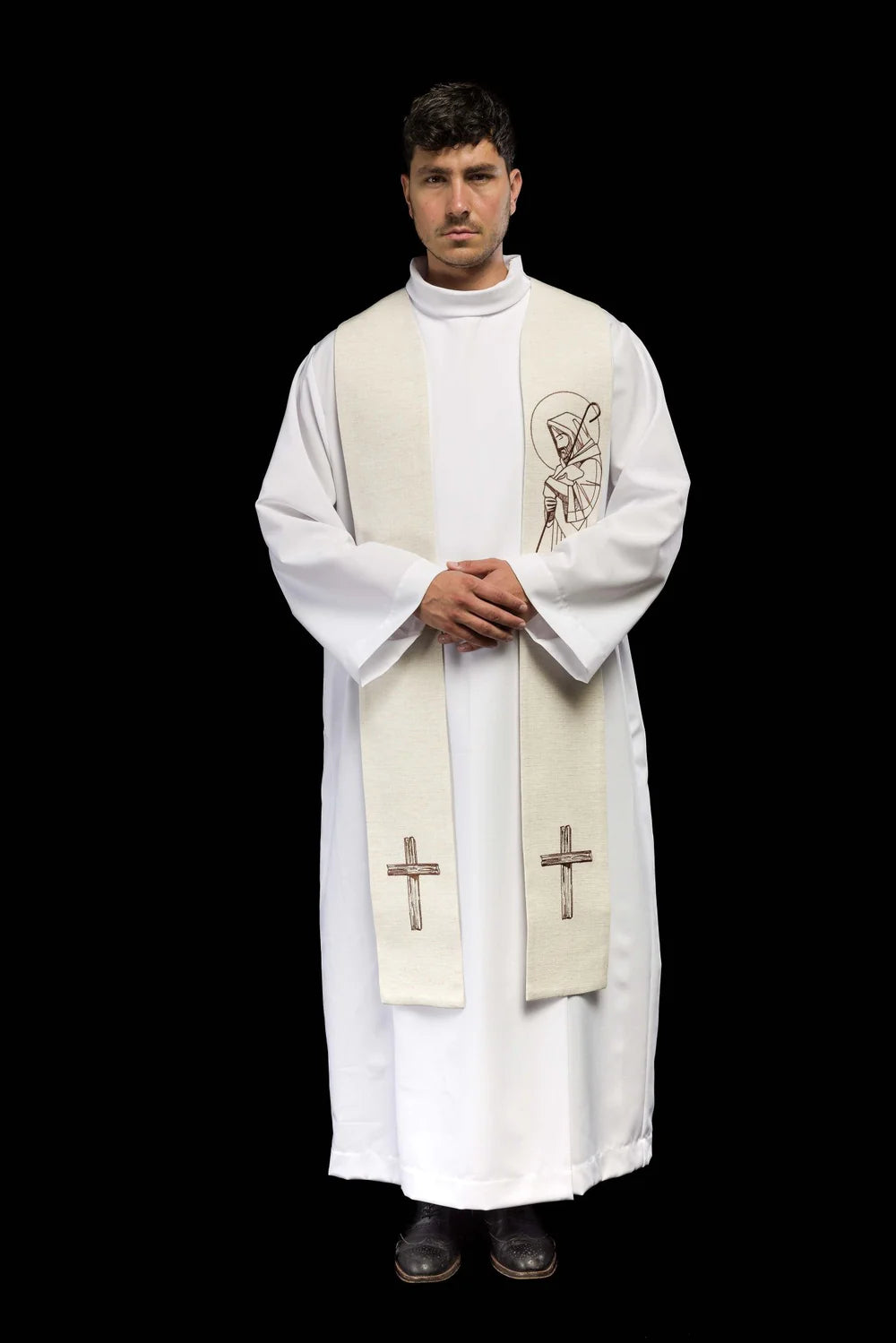 Embroidered stole “Jesus the Good Shepherd” ecru