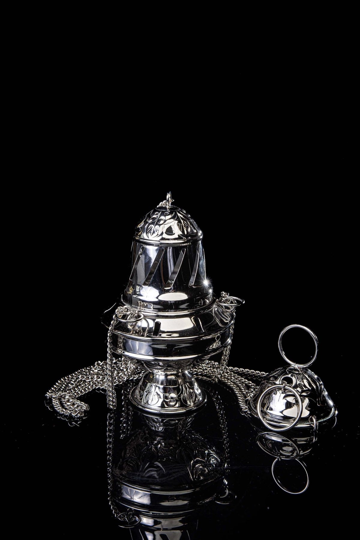 Thurible - 15 cm - Santiago de Compostela - brass - nickel P-01N - CHASUBLES.COM