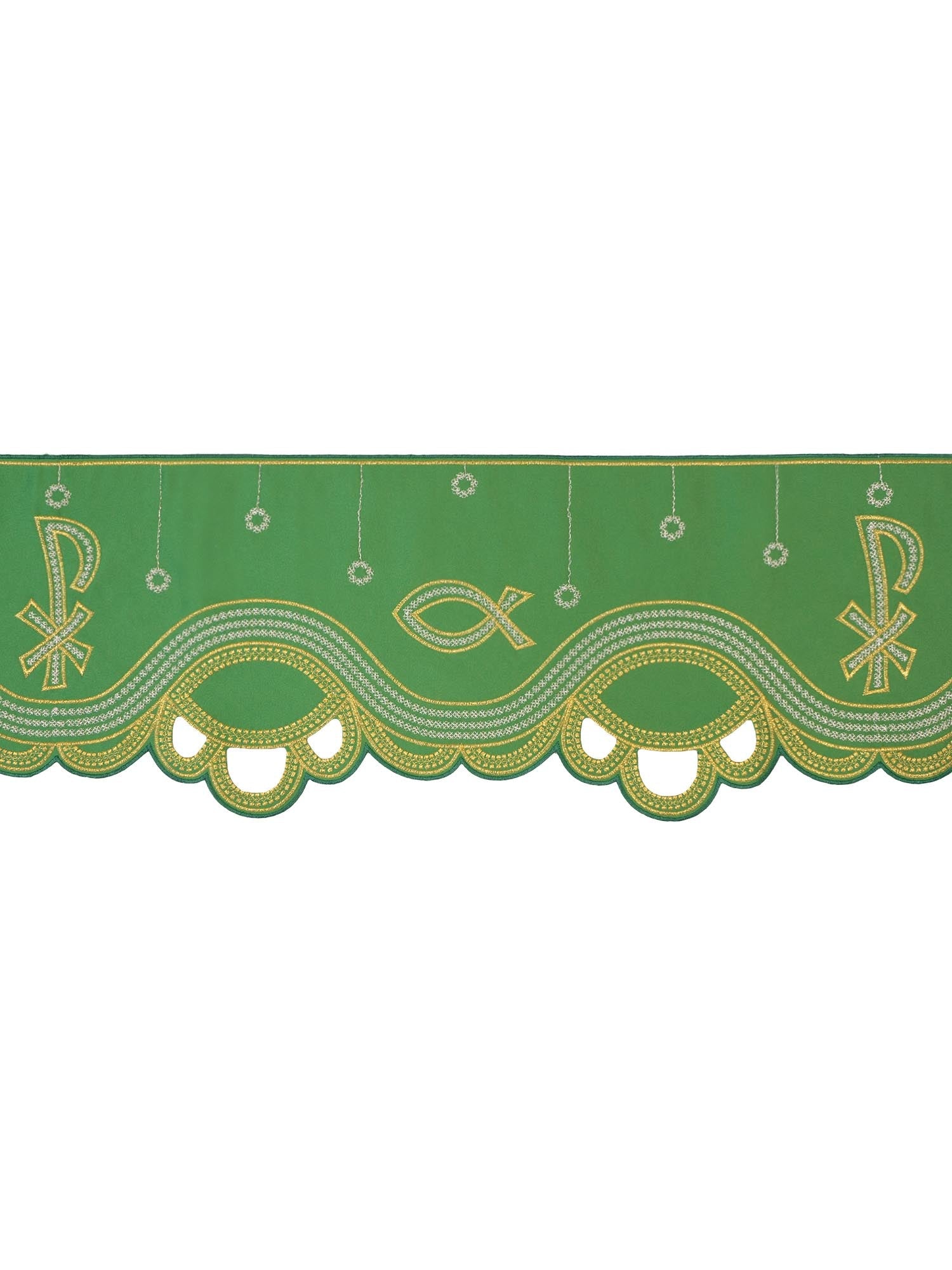 Trimmings with front embroidery PAX Green KOM/036/01 20cm 3,5m - HAFTINAUSA.COM