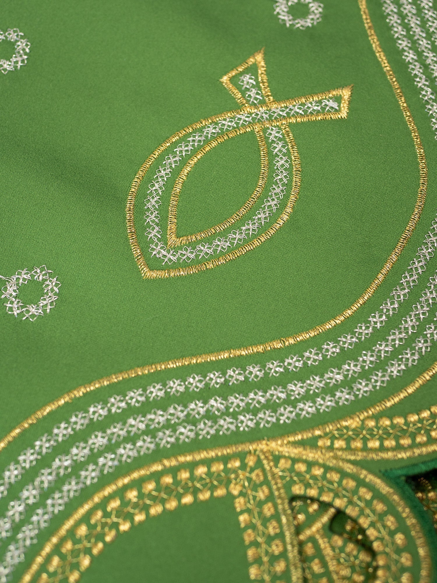 Trimmings with front embroidery PAX Green KOM/036/01 20cm 3,5m - HAFTINAUSA.COM