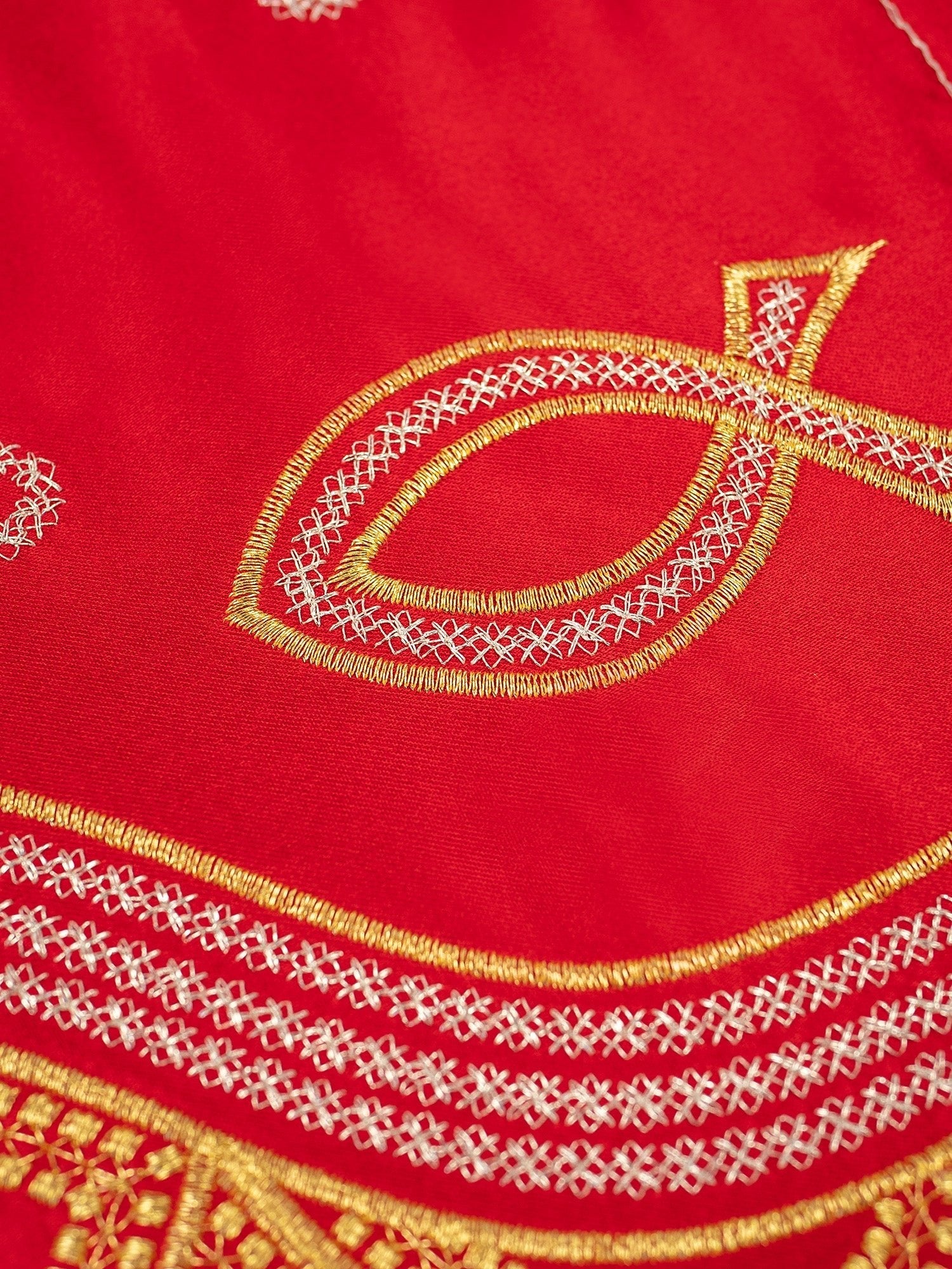 Trimmings with front embroidery PAX Red KOM/036/02 20cm 3,5m - HAFTINAUSA.COM