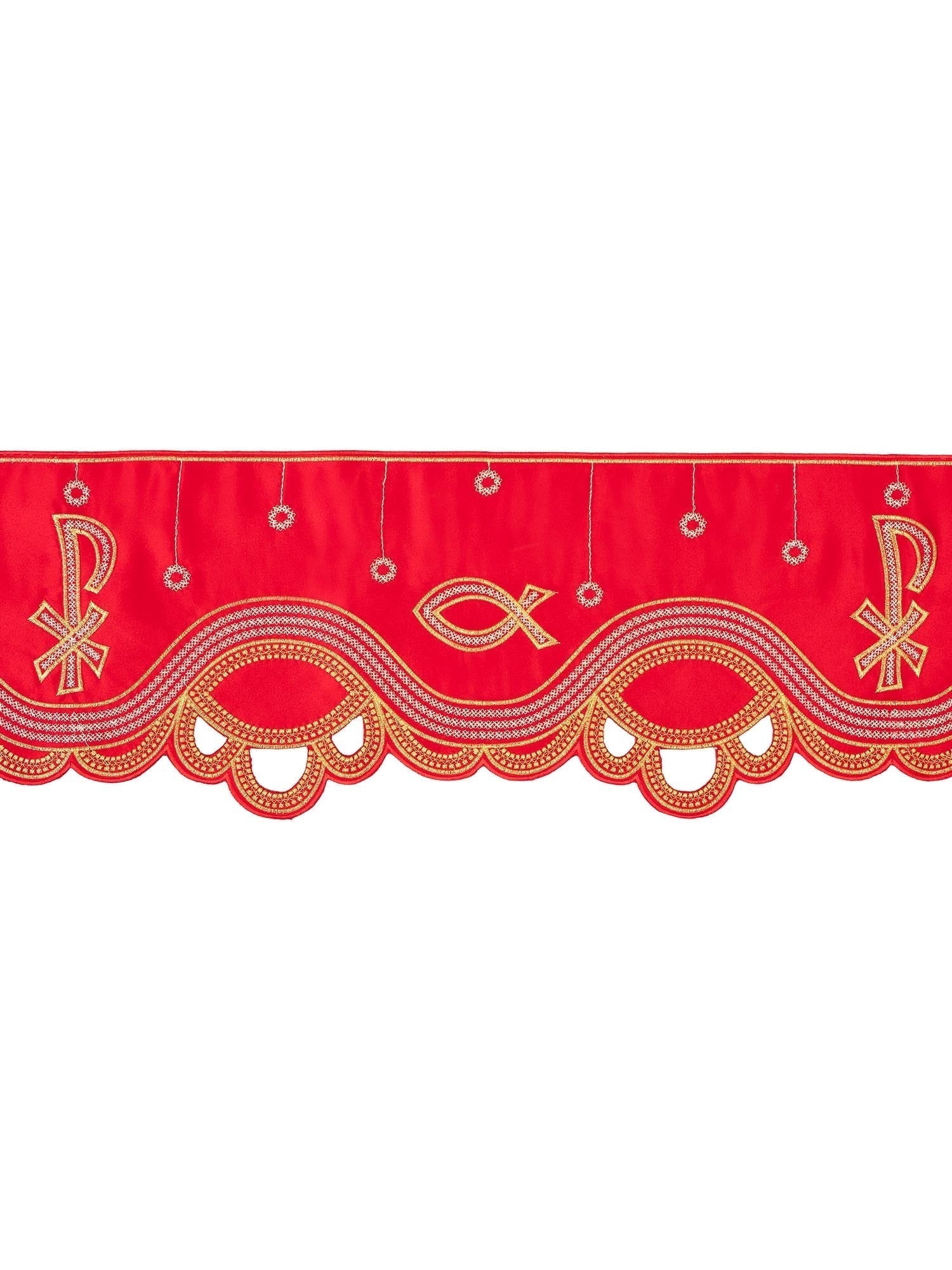 Trimmings with front embroidery PAX Red KOM/036/02 20cm 3,5m - HAFTINAUSA.COM