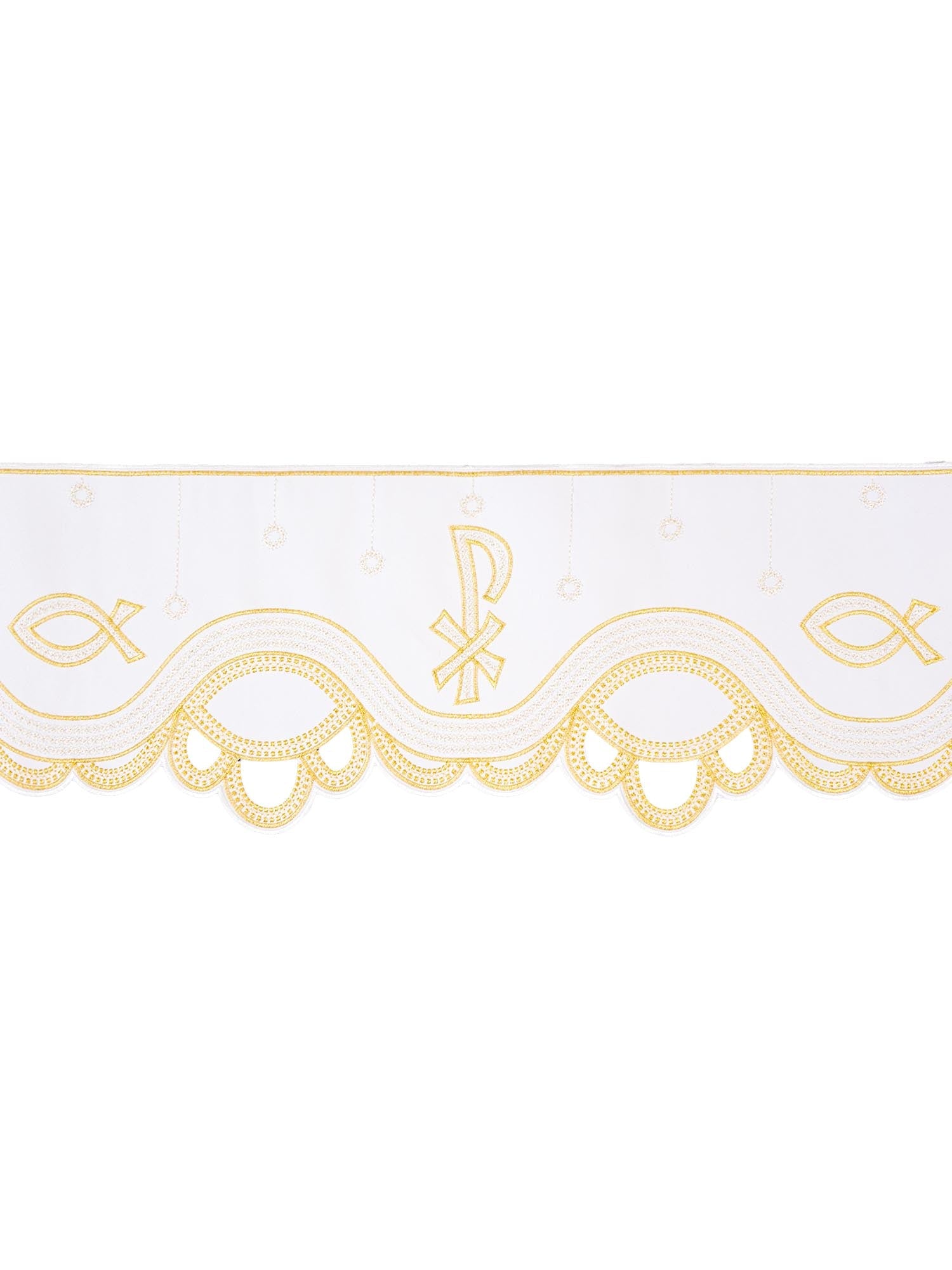 Trimmings with front embroidery PAX White KOM/036/04 20cm 3,5m - HAFTINAUSA.COM