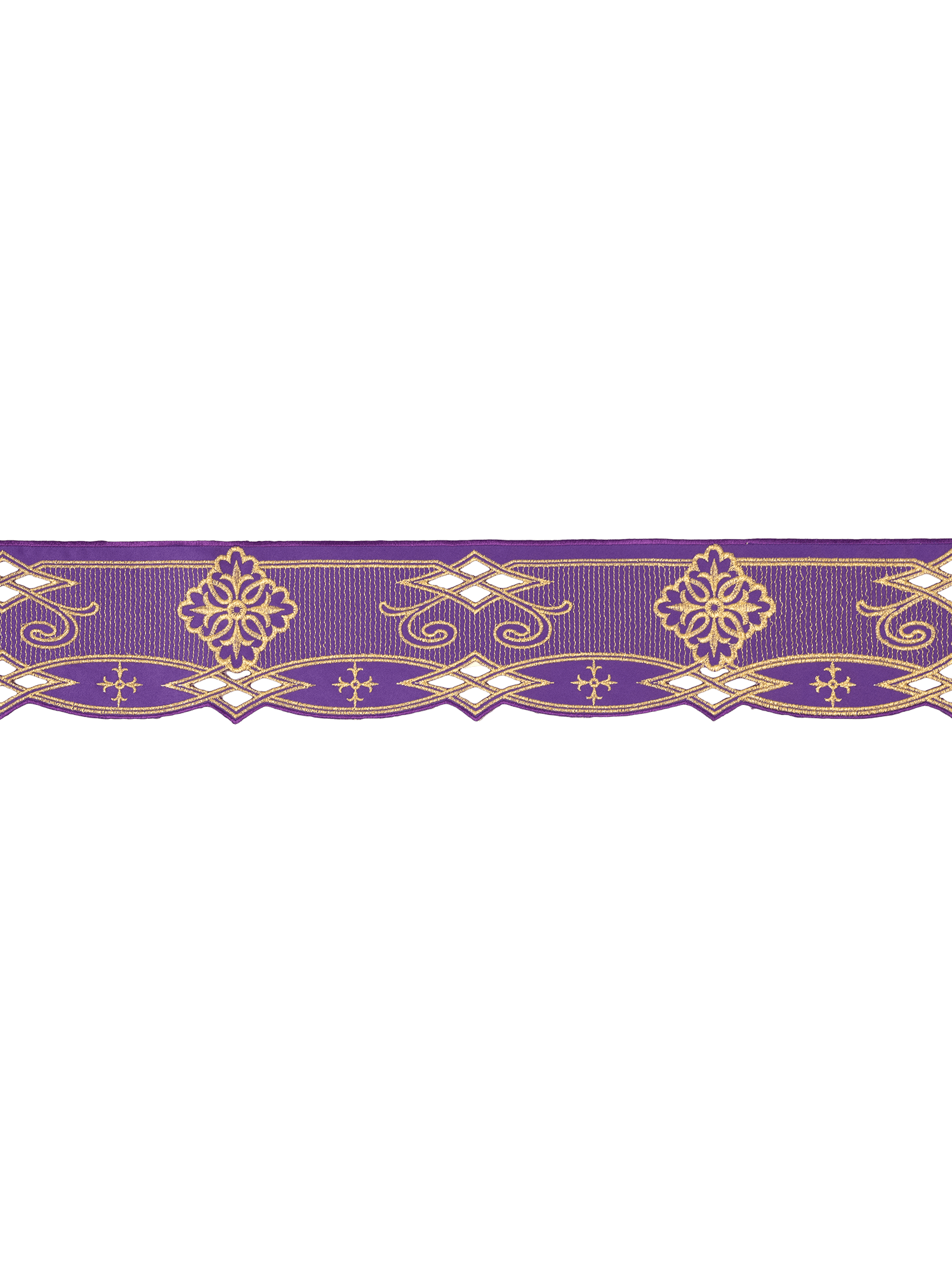 Trimmings with front embroidery Rosette in violet KOM/030/03 9cm 3,5m - HAFTINAUSA.COM