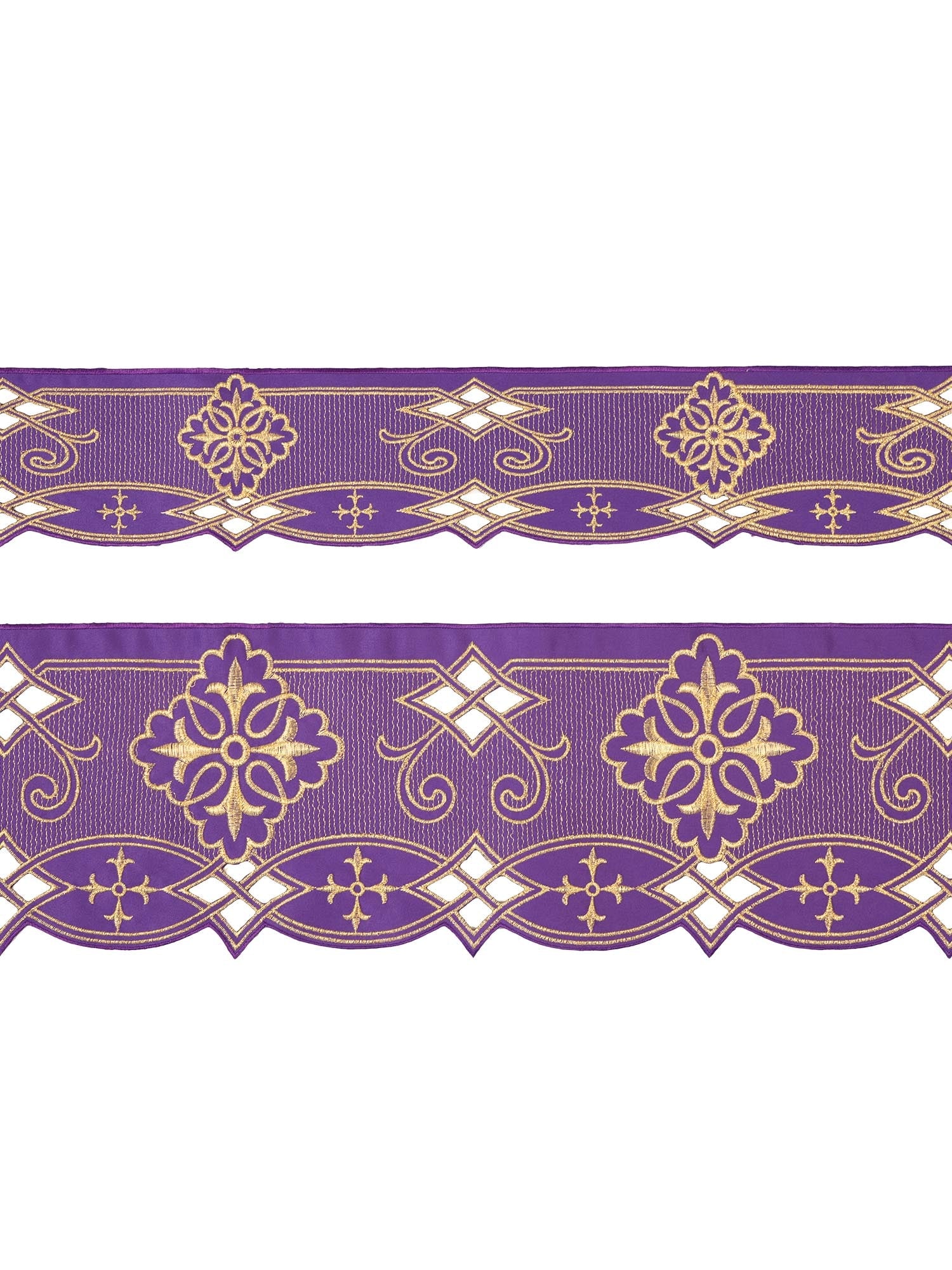 Trimmings with front embroidery Rosette in violet KOM/030/03 9cm 3,5m - HAFTINAUSA.COM
