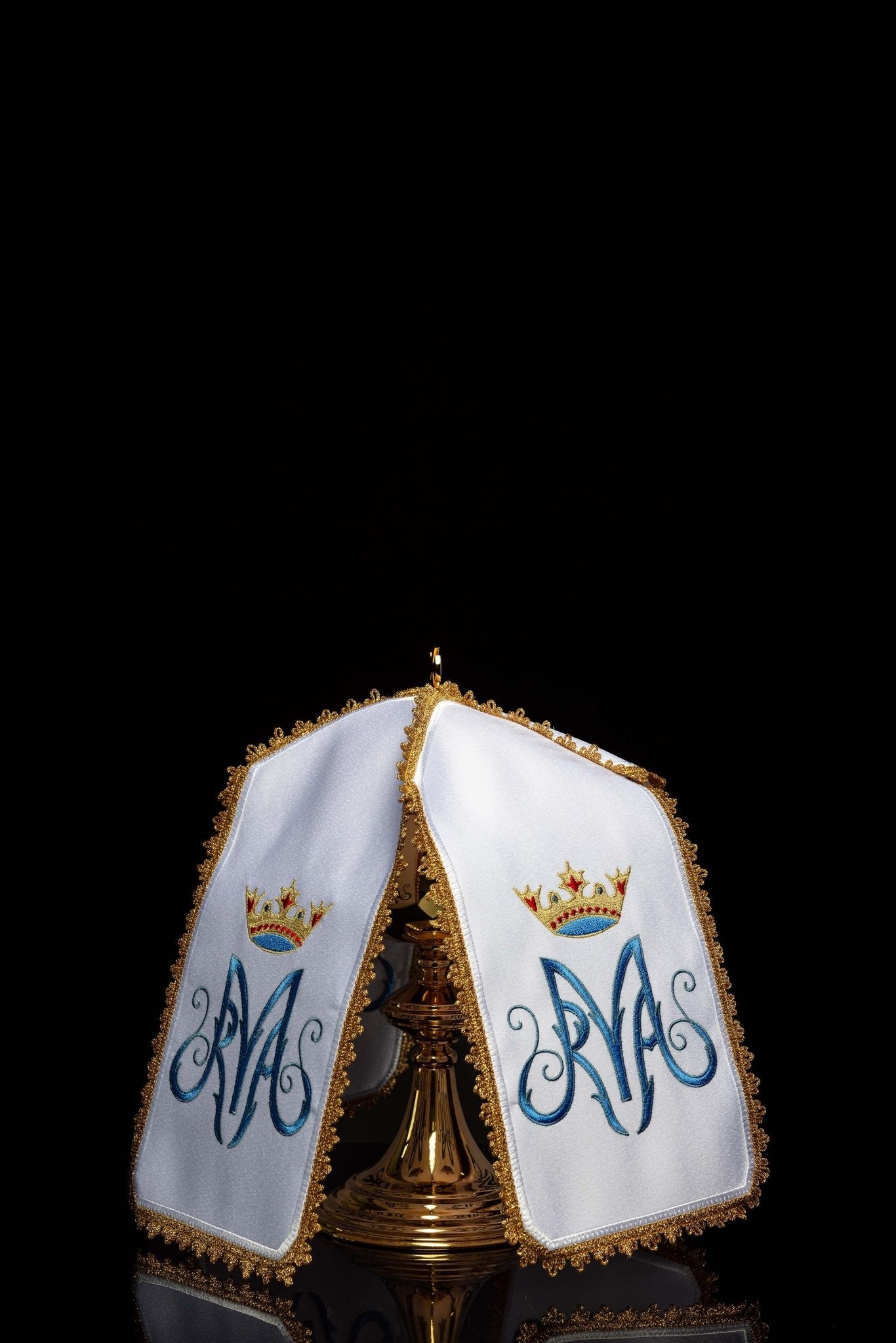 Veil for a can with a Marian motif KWE/003/K/04 29cm. BIAŁY - CHASUBLES.COM