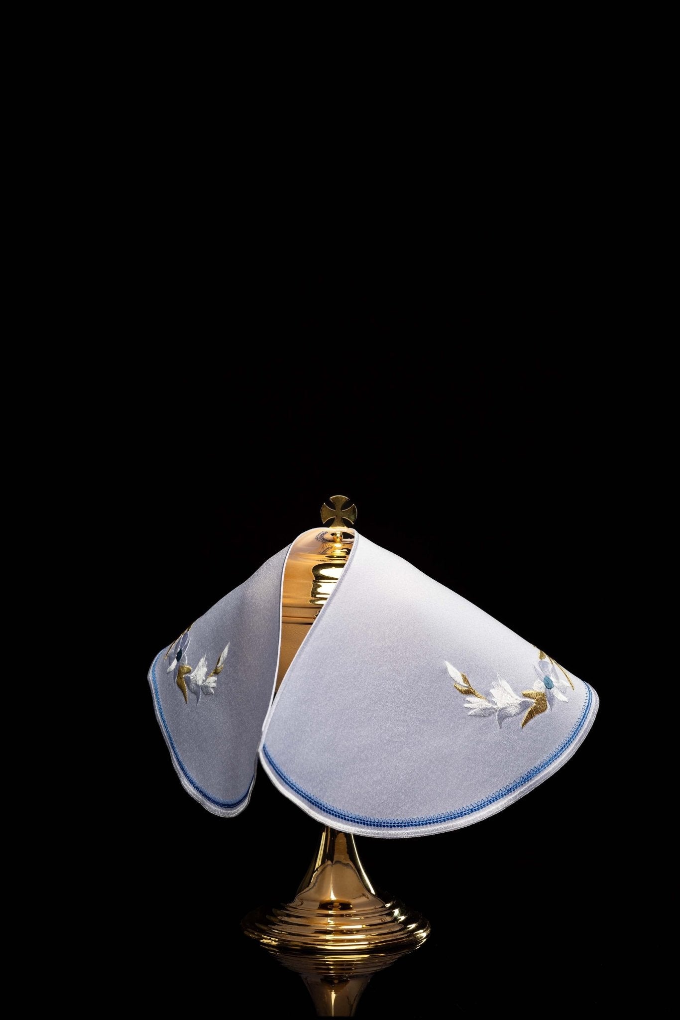 Veil for can with blue Marian embroidery KWE/003/C/04 45cm BIAŁY - CHASUBLES.COM