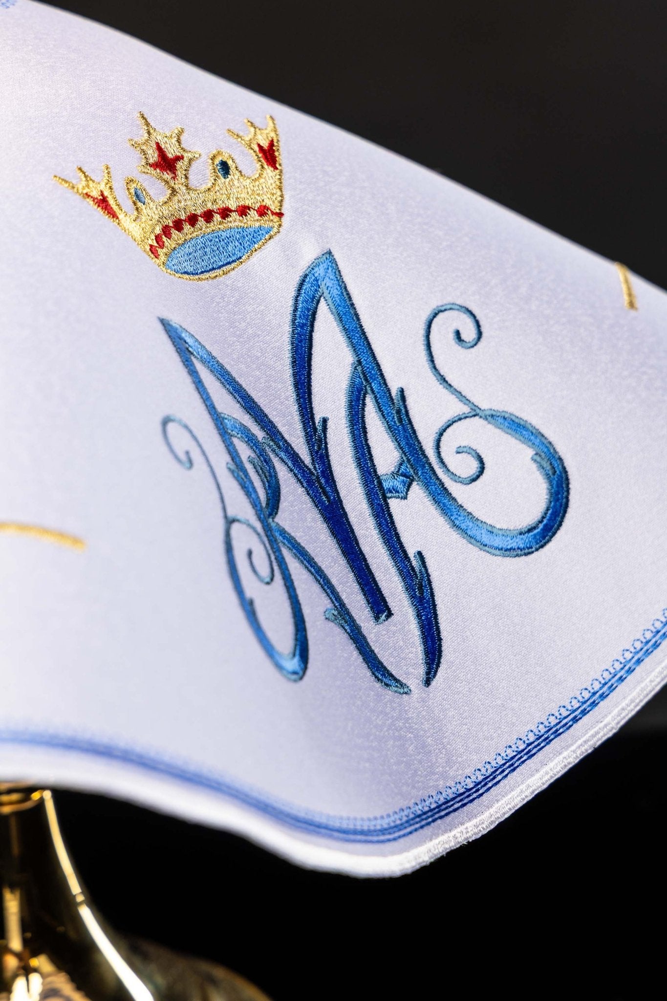 Veil for can with blue Marian embroidery KWE/003/C/04 45cm BIAŁY - CHASUBLES.COM