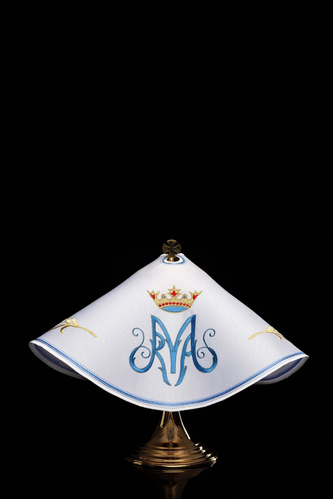 Veil for can with blue Marian embroidery KWE/003/C/04 45cm BIAŁY - CHASUBLES.COM