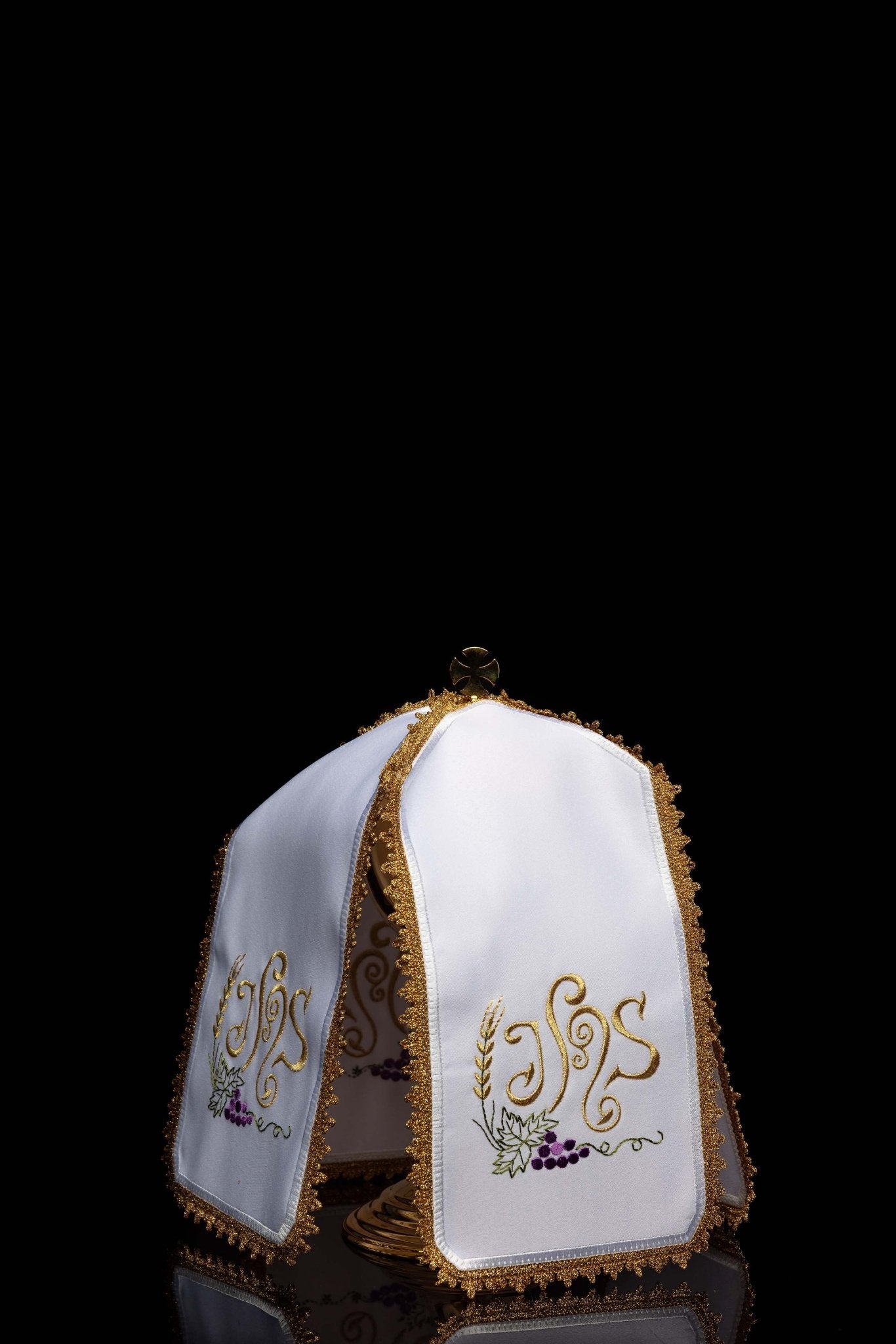 Veil for the pyx with IHS embroidery KWE/019/K/04 29cm. BIAŁY - CHASUBLES.COM