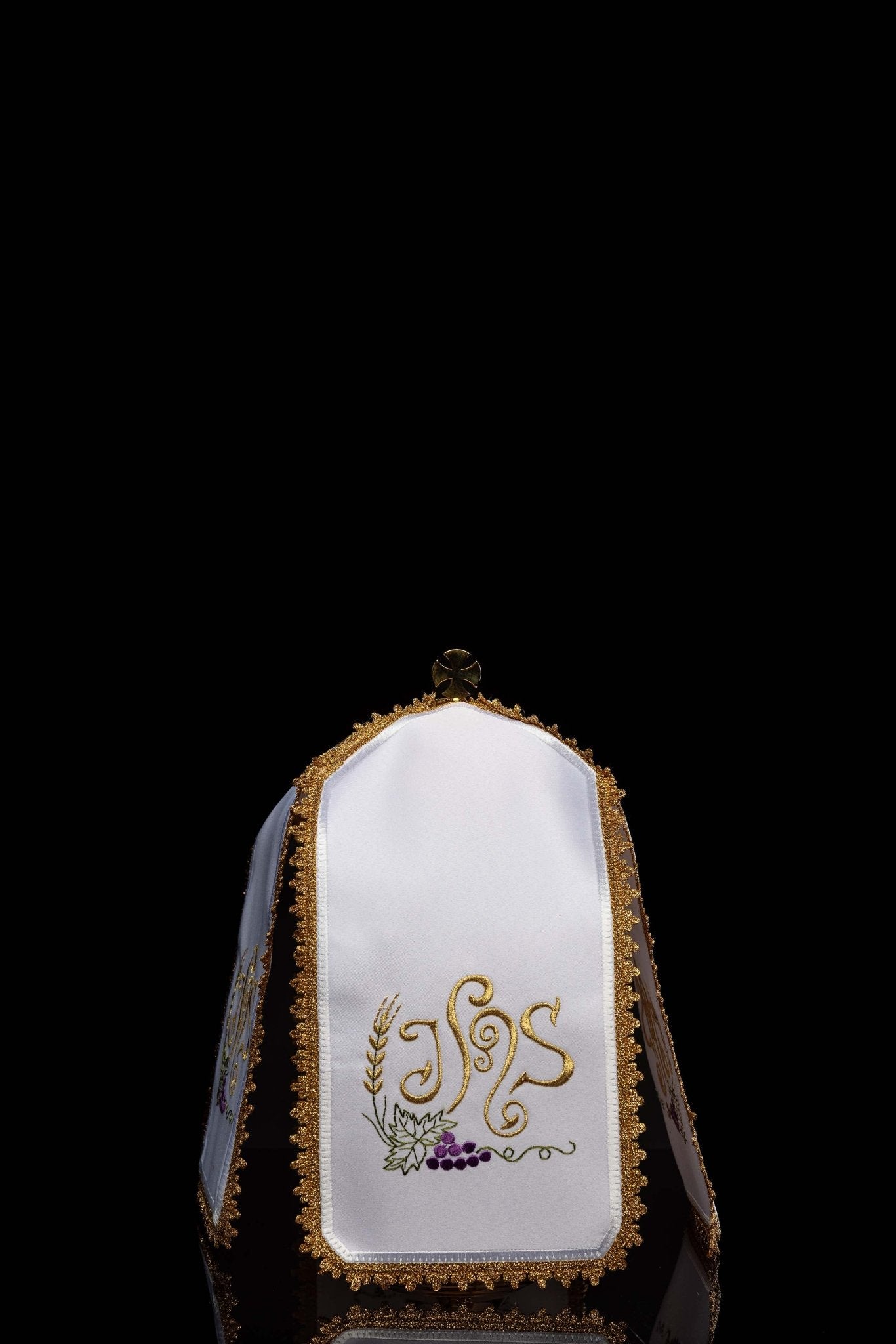 Veil for the pyx with IHS embroidery KWE/019/K/04 29cm. BIAŁY - CHASUBLES.COM