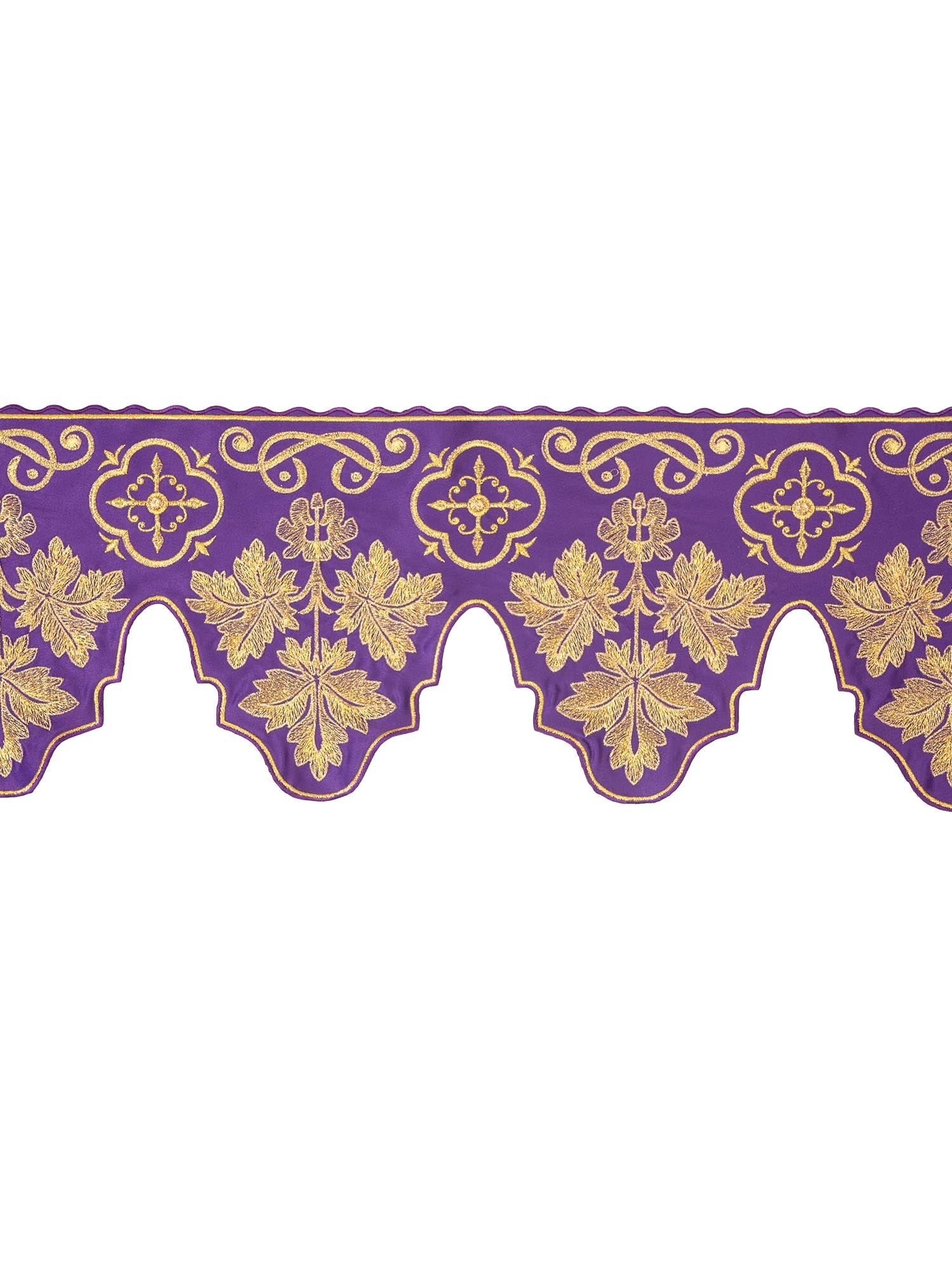 Violet altar superfrontal with embroidered Cross KOM/039/03 19cm 3,5m - HAFTINAUSA.COM