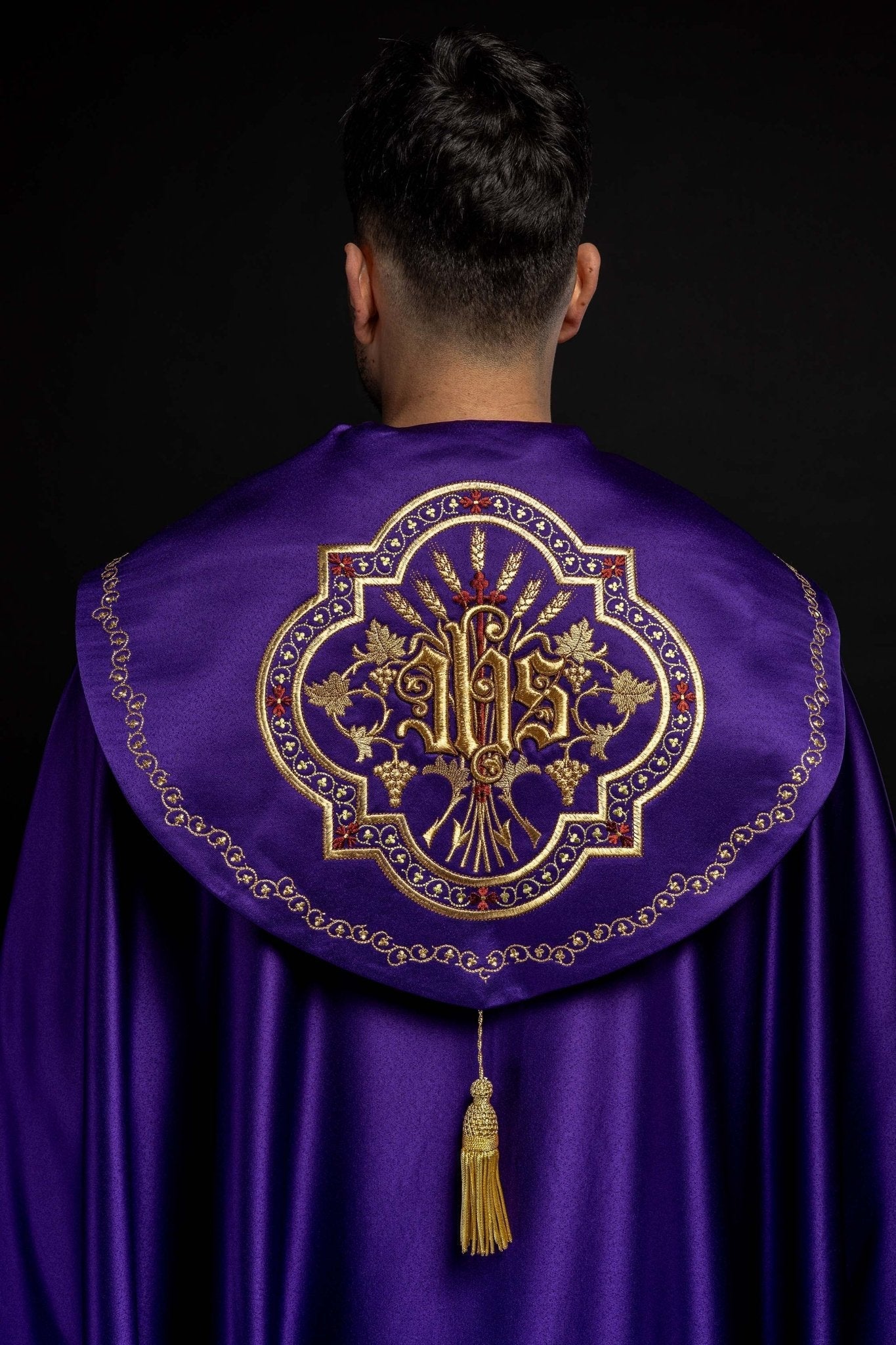 Violet cope with richly gold embroidery KKP/004/03/20 145cm - HAFTINAUSA.COM